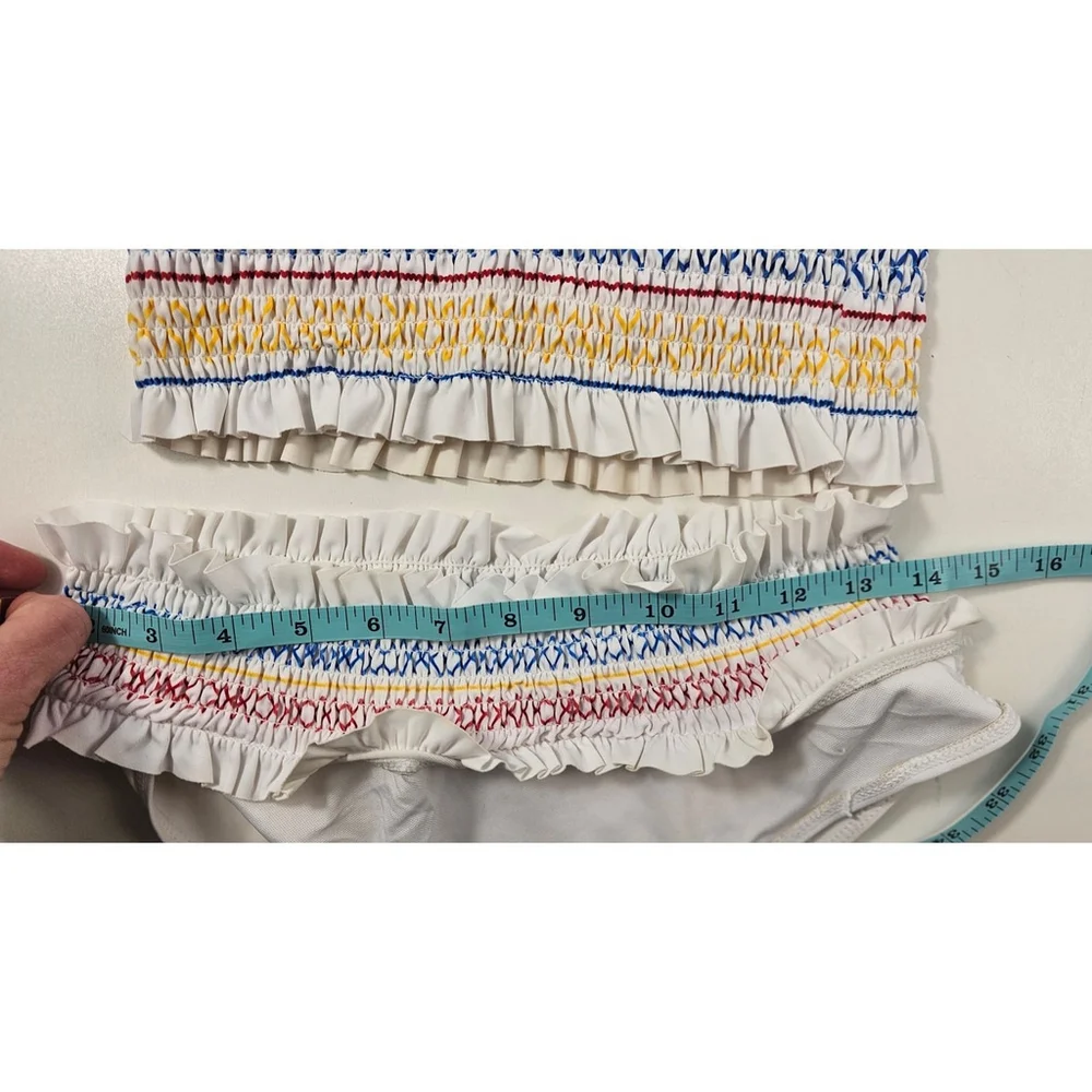 Juniors Bandeau Tube Top Bikini Bathing Suit Rainbow Frill Large
